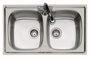 Lavello inox a 2 vasche 79x50