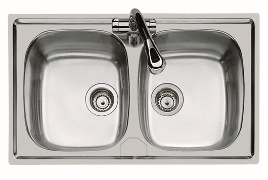 Lavello inox a 2 vasche 79x50
