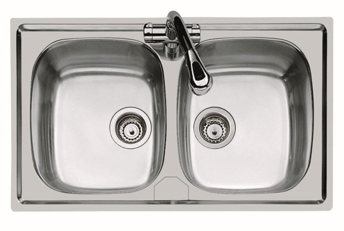 Lavello inox a 2 vasche 79x50
