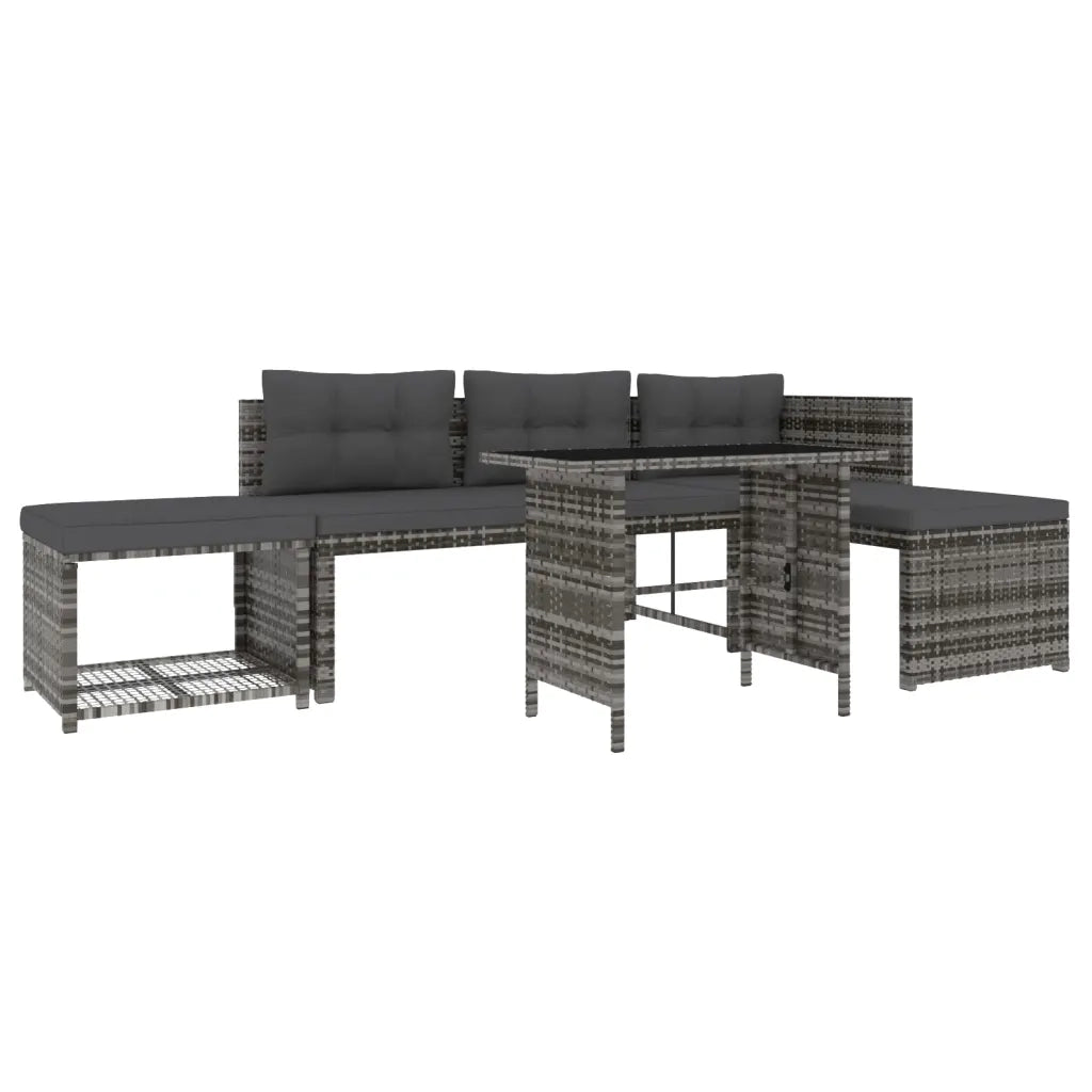 Set da Pranzo da Giardino 4 pz con Cuscini in Polyrattan Grigio 311914