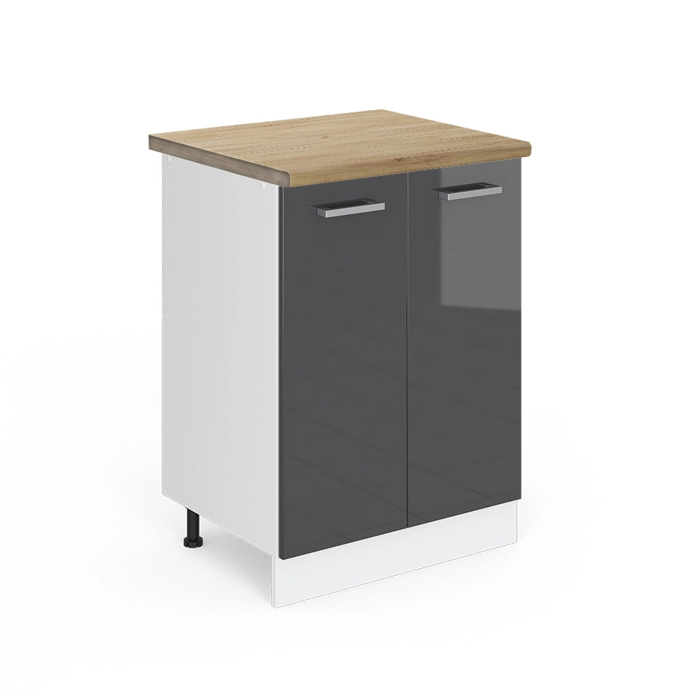 Vicco Mobiletto base cucina Antracite lucido 60 cm , PL Rovere