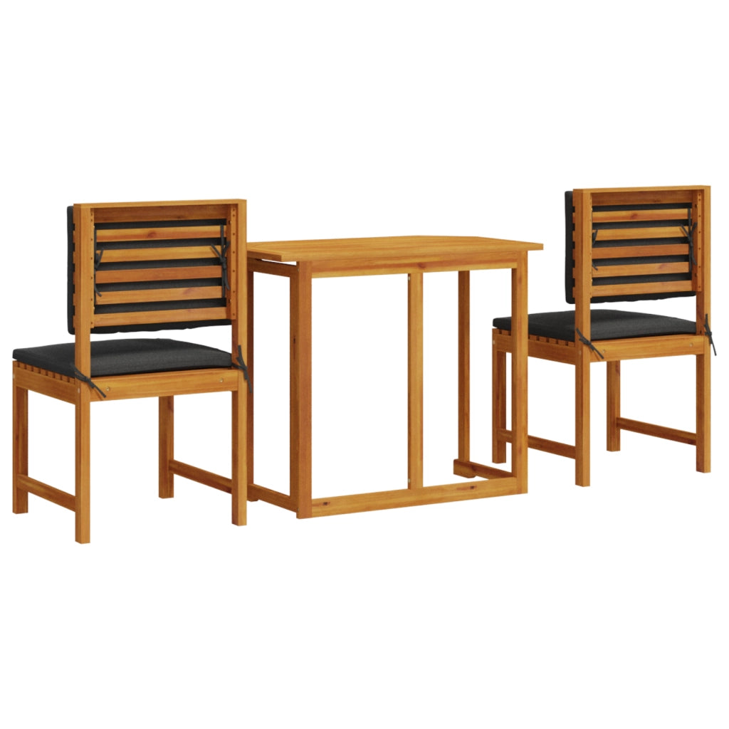 Set da pranzo da giardino 3 pezzi in legno massello di acacia