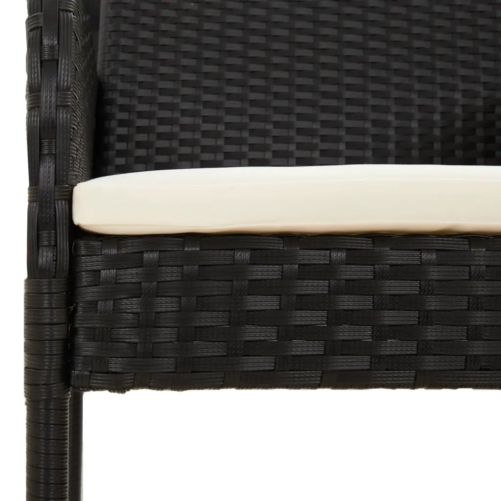 Set da Pranzo da Giardino 9 pz con Cuscini Nero in Polyrattan 3185158
