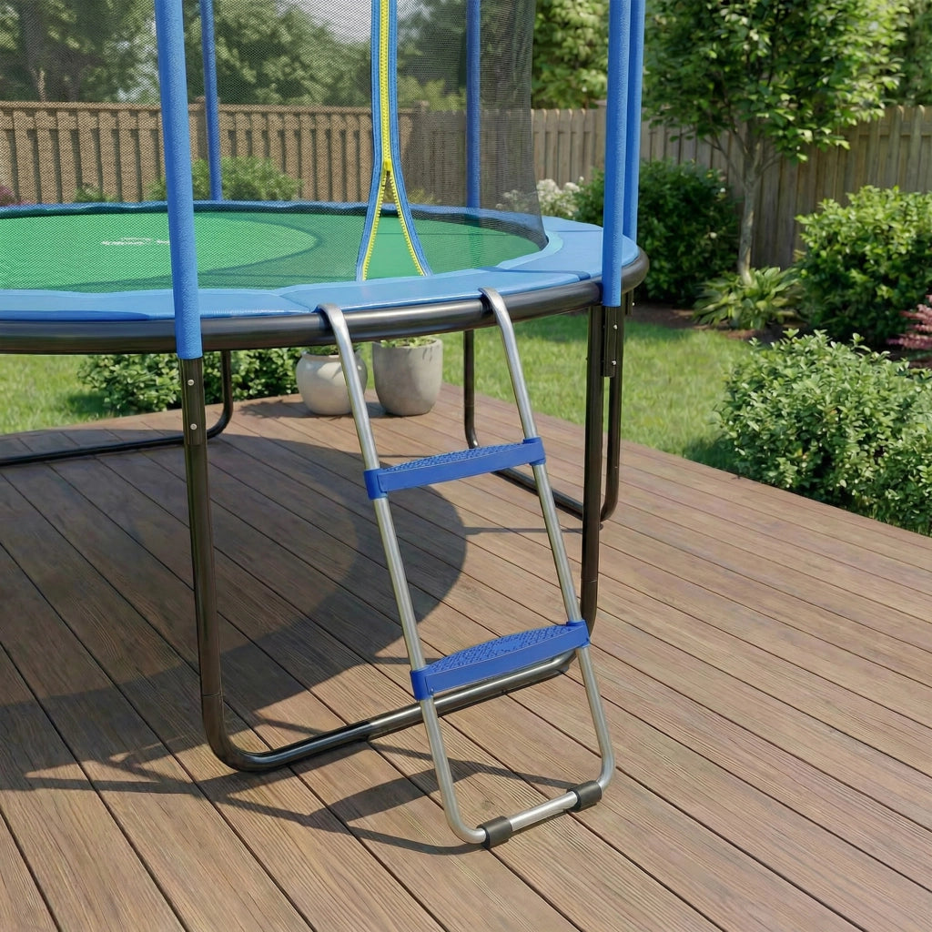 Scala per Trampolino 2 Gradini ¨C Zephmum ¨C Blu, Acciaio Zincato, 32x63 cm