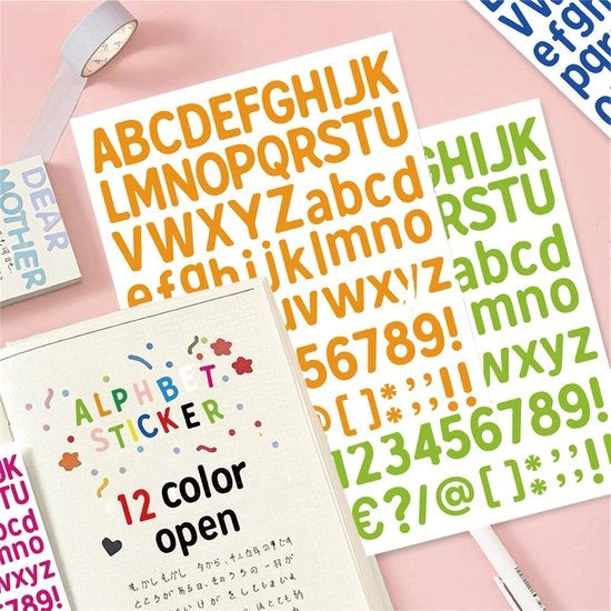 Etichette decorative a forma di lettere - 5 fogli - per progetti di DIY - sicure per l'uso esterno - adesivi decorativi