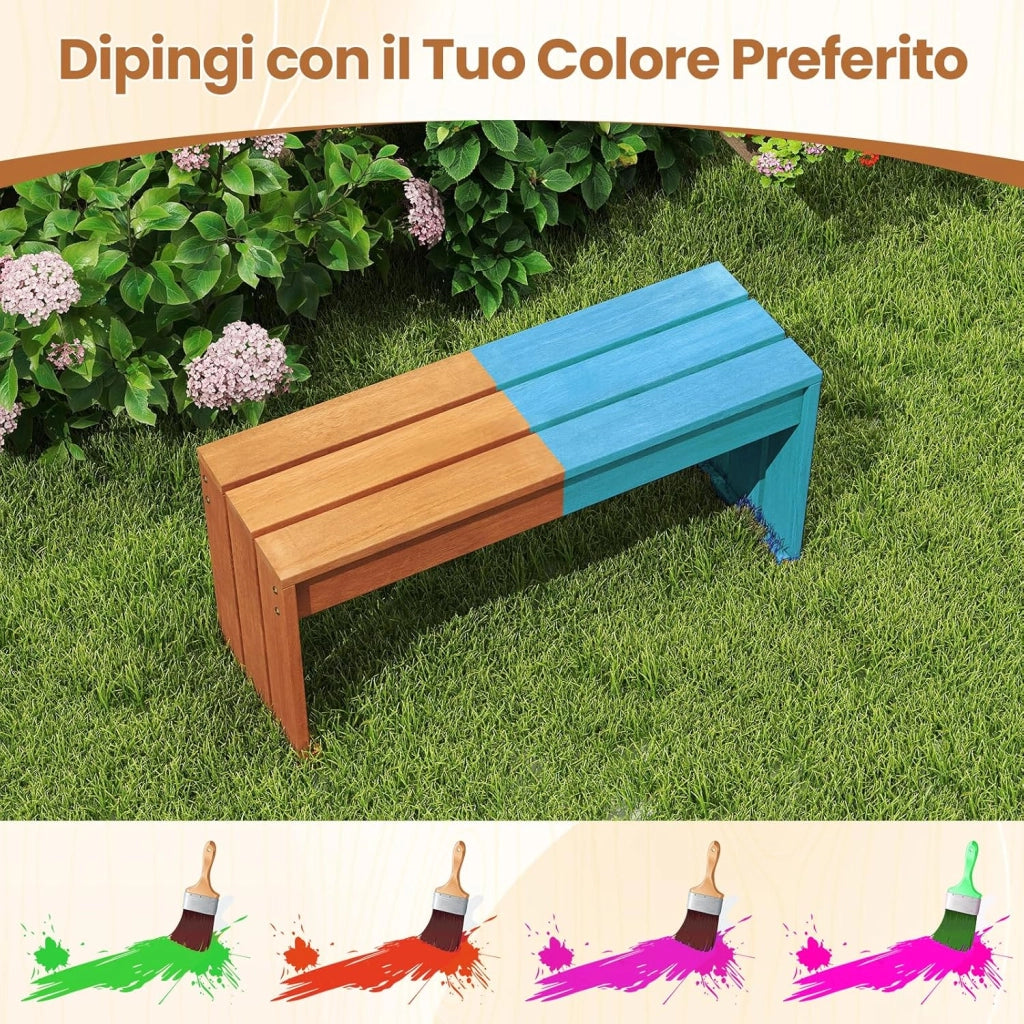 Panchina da Esterno con Seduta a Doghe per 2 Persone, Portata 200 kg, Panca da Giardino con Solida Struttura in Legno Massello, Panca per Ingresso, Giardino e Gazebo, 90 x 30 x 44 cm