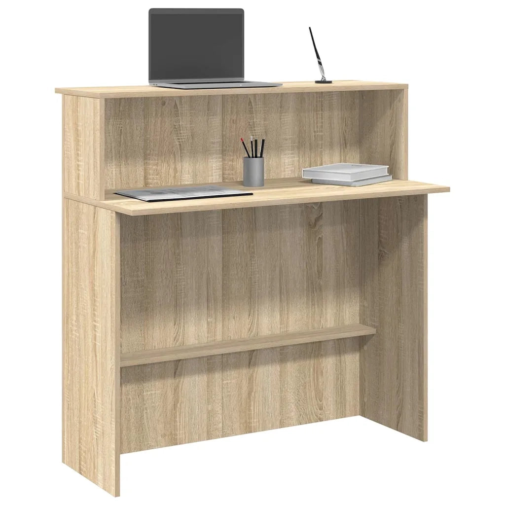 Scrivania per Reception Rovere Sonoma 100x50x103,5 cm in Legno Massello 859026