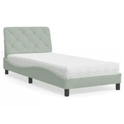 Letto con Materasso-Struttura Letto con Materasso Grigio Chiaro 90x190 cm in Velluto