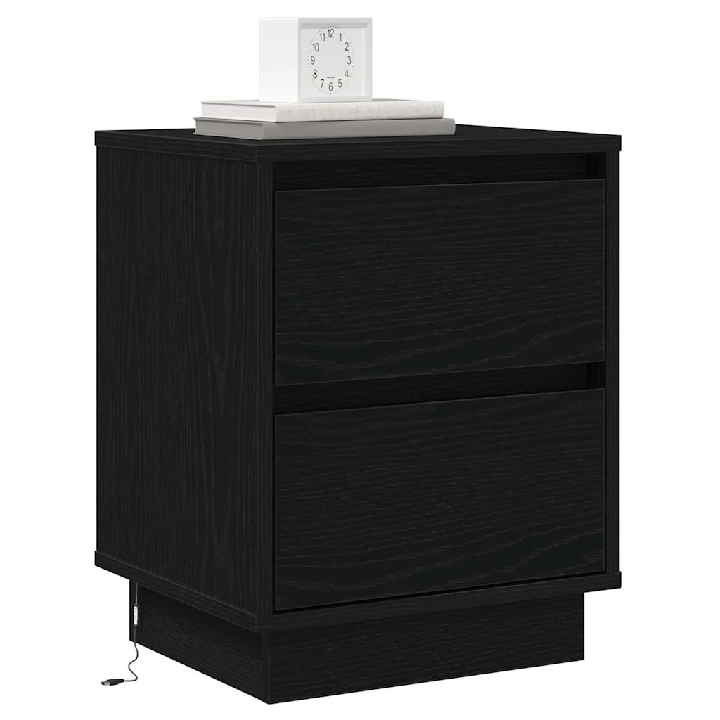 Set di 2 Comodini | Armadio da Notte | Mobiletto da notte Rovere Nero 39 x 34,5 x 50 cm