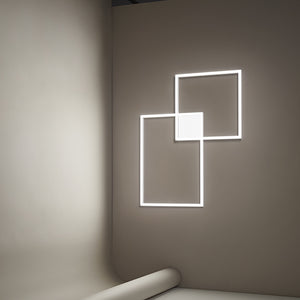 Plafoniera Moderna Cross Metallo Bianco Acrilico Led 64W 3000K