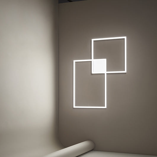 Plafoniera Moderna Cross Metallo Bianco Acrilico Led 64W 3000K