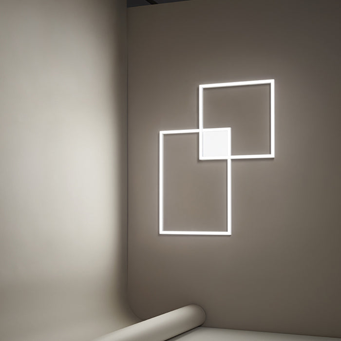 Plafoniera Moderna Cross Metallo Bianco Acrilico Led 64W 3000K