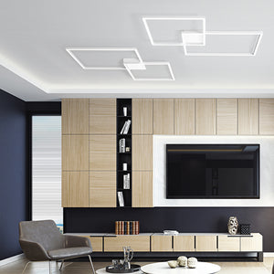 Plafoniera Moderna Cross Metallo Bianco Acrilico Led 64W 3000K