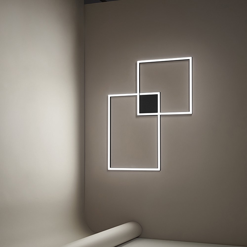 Plafoniera Moderna Cross Metallo Nero Acrilico Led 64W 3000K