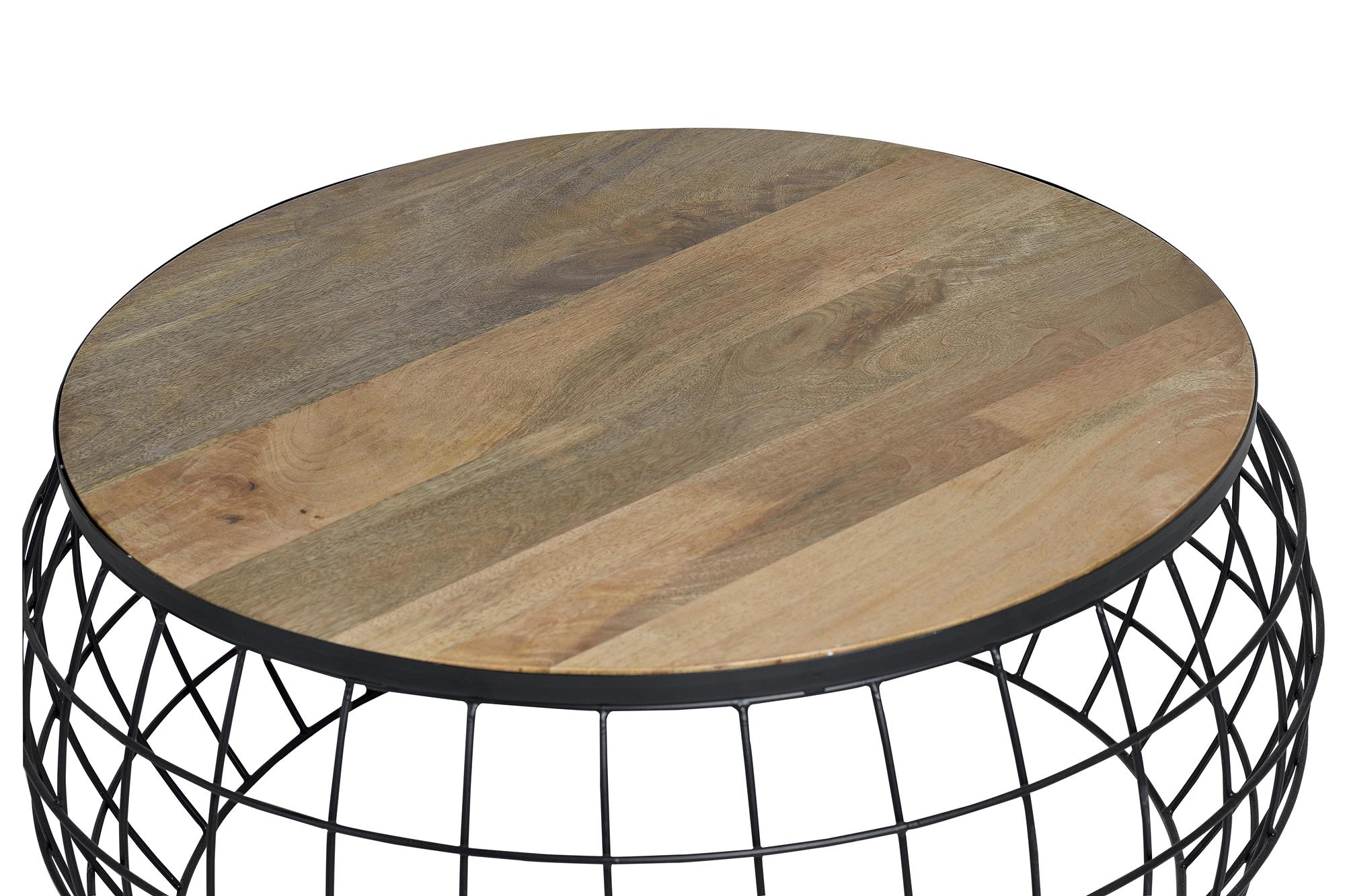 Set di  2 tavolini in massello di mango e metallo