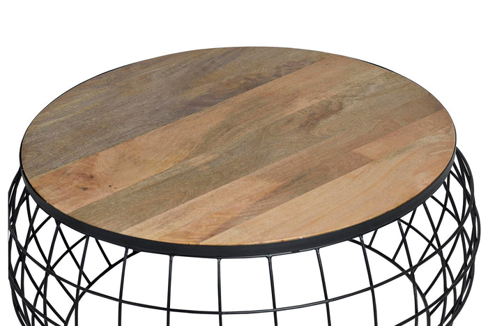 Set di  2 tavolini in massello di mango e metallo