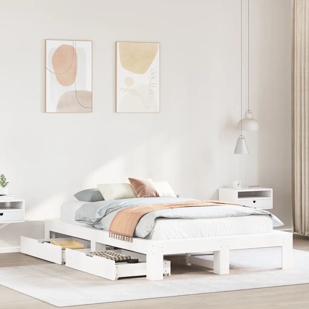 Giroletto senza Materasso-Struttura Letto Bianco 120x190 cm Legno Massello Pino 976345
