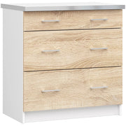 Mobile cucina modulare con piano di lavoro AKORD LIMA Bianco 80 cm 3 cassetti inserto frontale Sonoma Quercia 80x44,5x82 cm