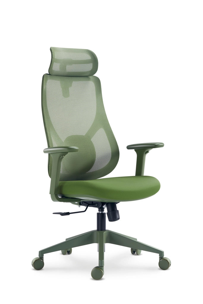 Sedia studio Hispanohogar altezza regolabile in tessuto verde