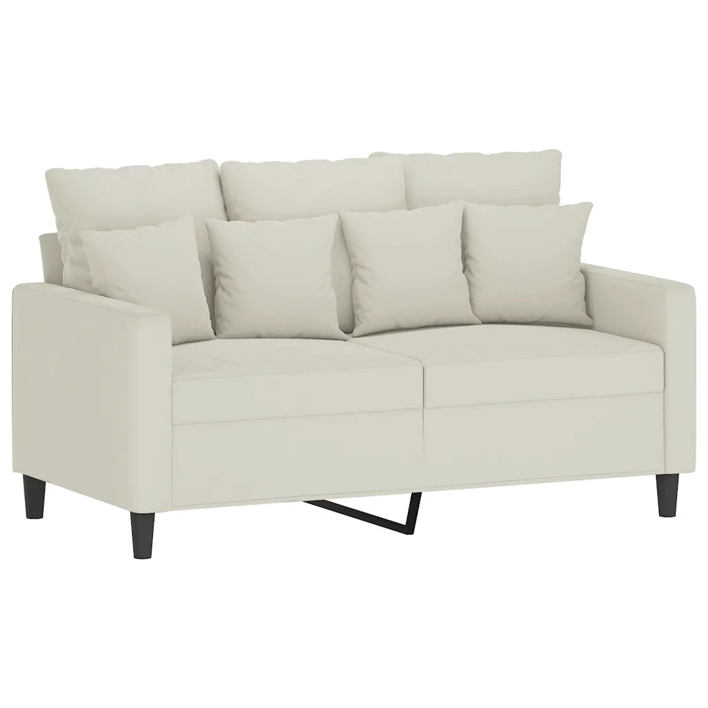 Set di Divani 3 pz con Cuscini Crema in Velluto