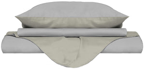 Copripiumino Singolo con Sacco e Federe Doubleface Grigio Chiaro/Panna