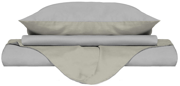 Copripiumino Singolo con Sacco e Federe Doubleface Grigio Chiaro/Panna