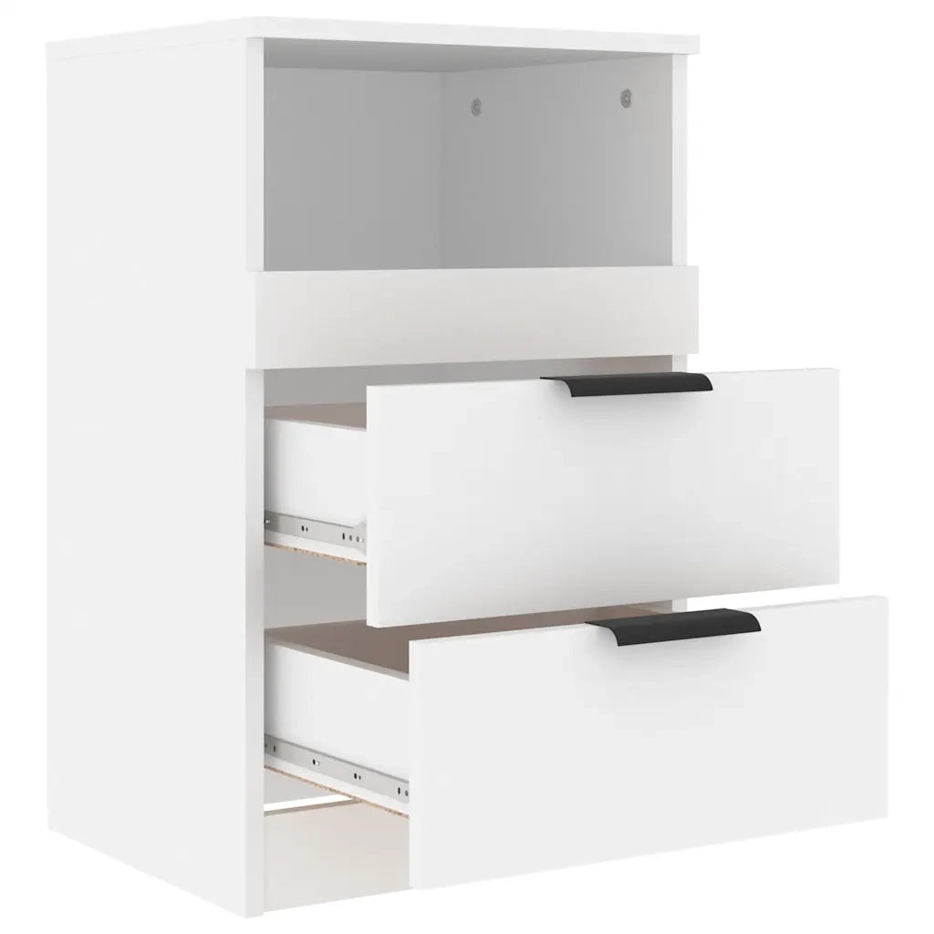 Comodino a Muro-Tavolino da notte sospeso Bianco in Legno Multistrato