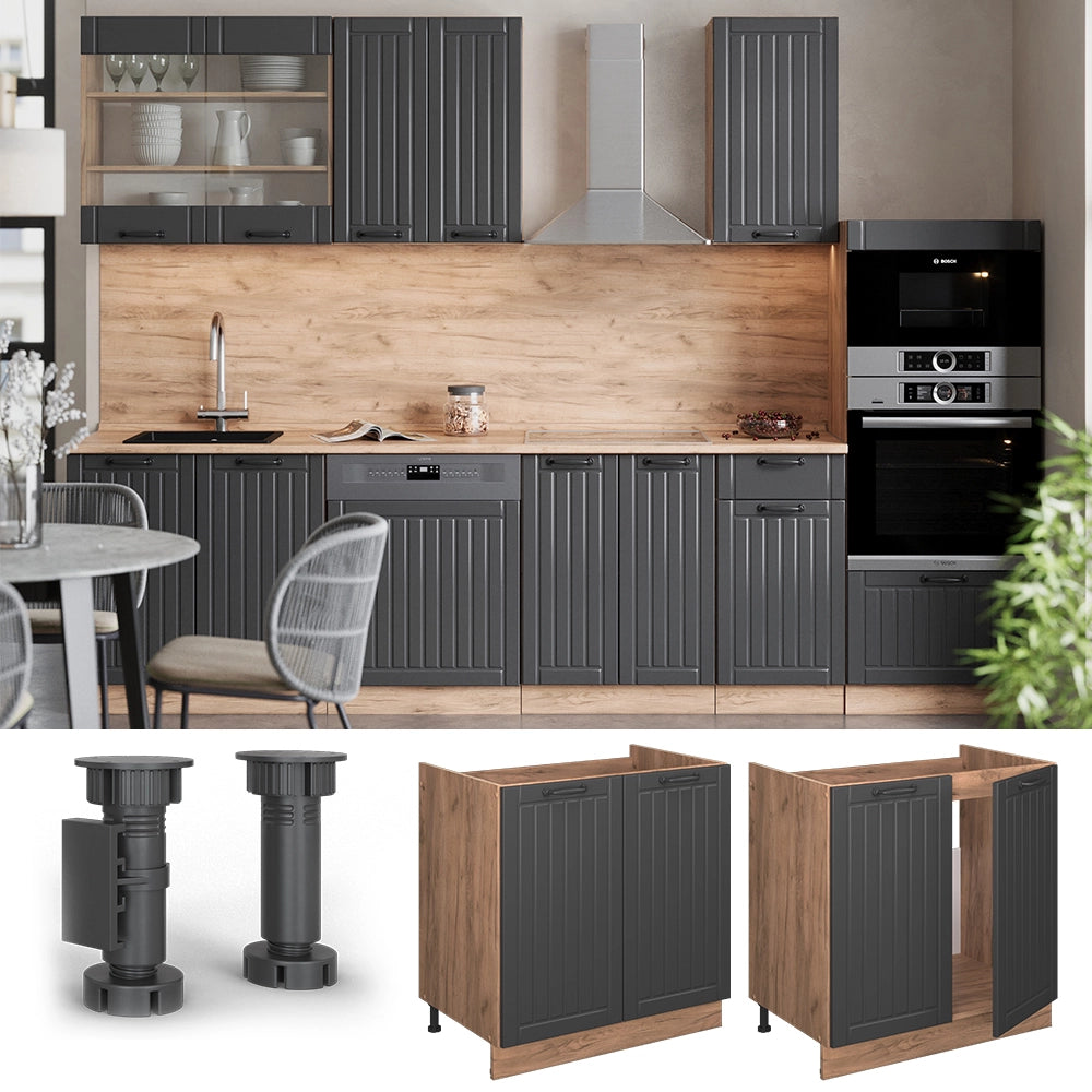 Vicco Mobile lavello cucina Grigio scuro 80 cm , PL Rovere