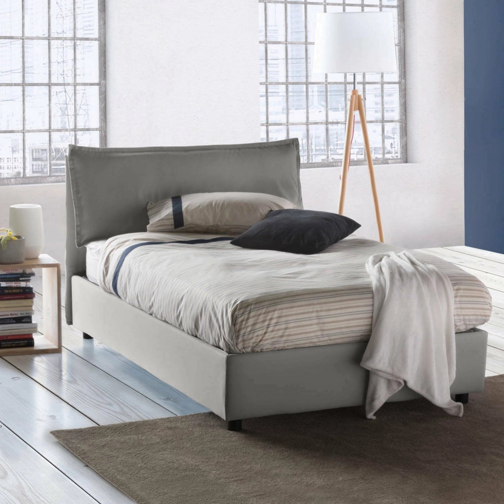 Attinia, Letto Piazza e Mezza Materasso Incluso Made in Italy, Grigio