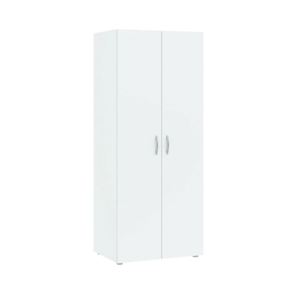 Guardaroba 2 ante Malvito, Mobile camera da letto, Cabina armadio portabiti, Armadio appendiabiti, 74x52 h179 cm, Bianco