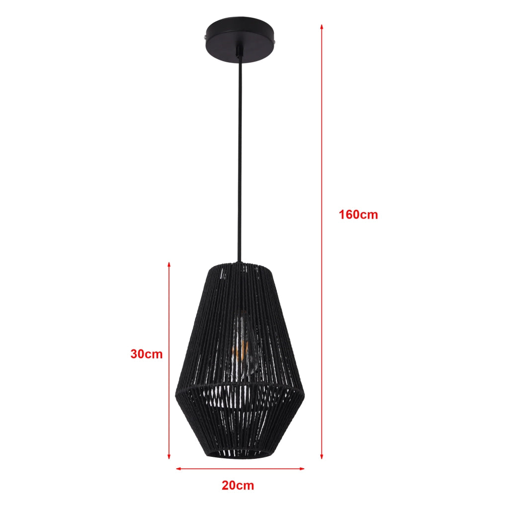 Lampadario lampada a sospensione corda metallica 160 x 20 cm nero lux.pro 03_0007573