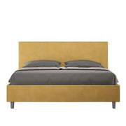 Letto matrimoniale senza rete imbottito 160x190 microfibra ocra Adele