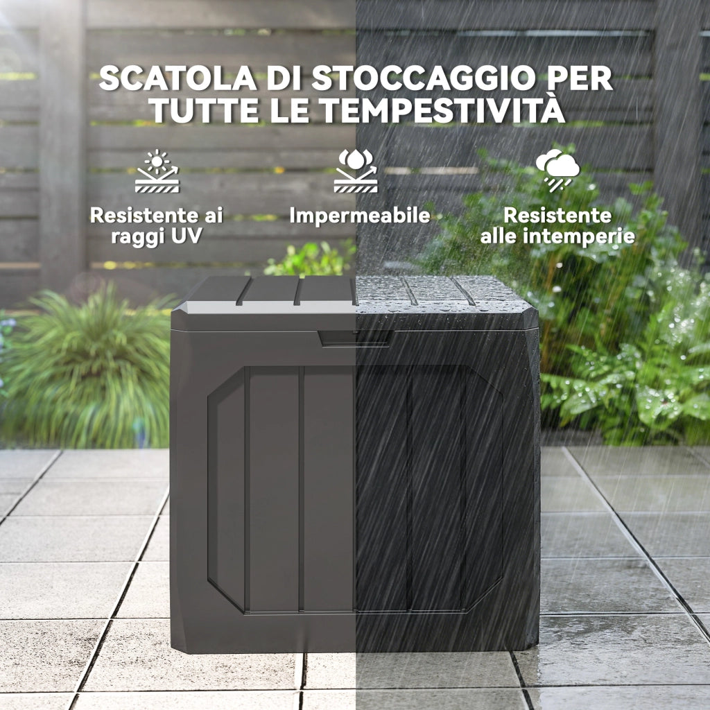 Baule da Giardino 56x45x53 cm Capienza 121L con Maniglie in Plastica Impermeabile Nero