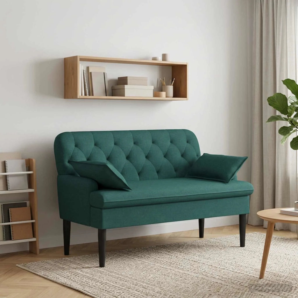 Loveseat con bottoni imbottiti Verde Scuro 111 x 68 x 80 cm 42041801
