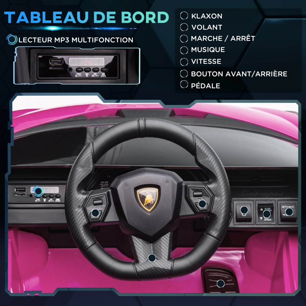 Auto elettrica Lamborghini Sian per Bambini ¨C zephmum ¨C 12V 5Km/h con Telecomando Rosa