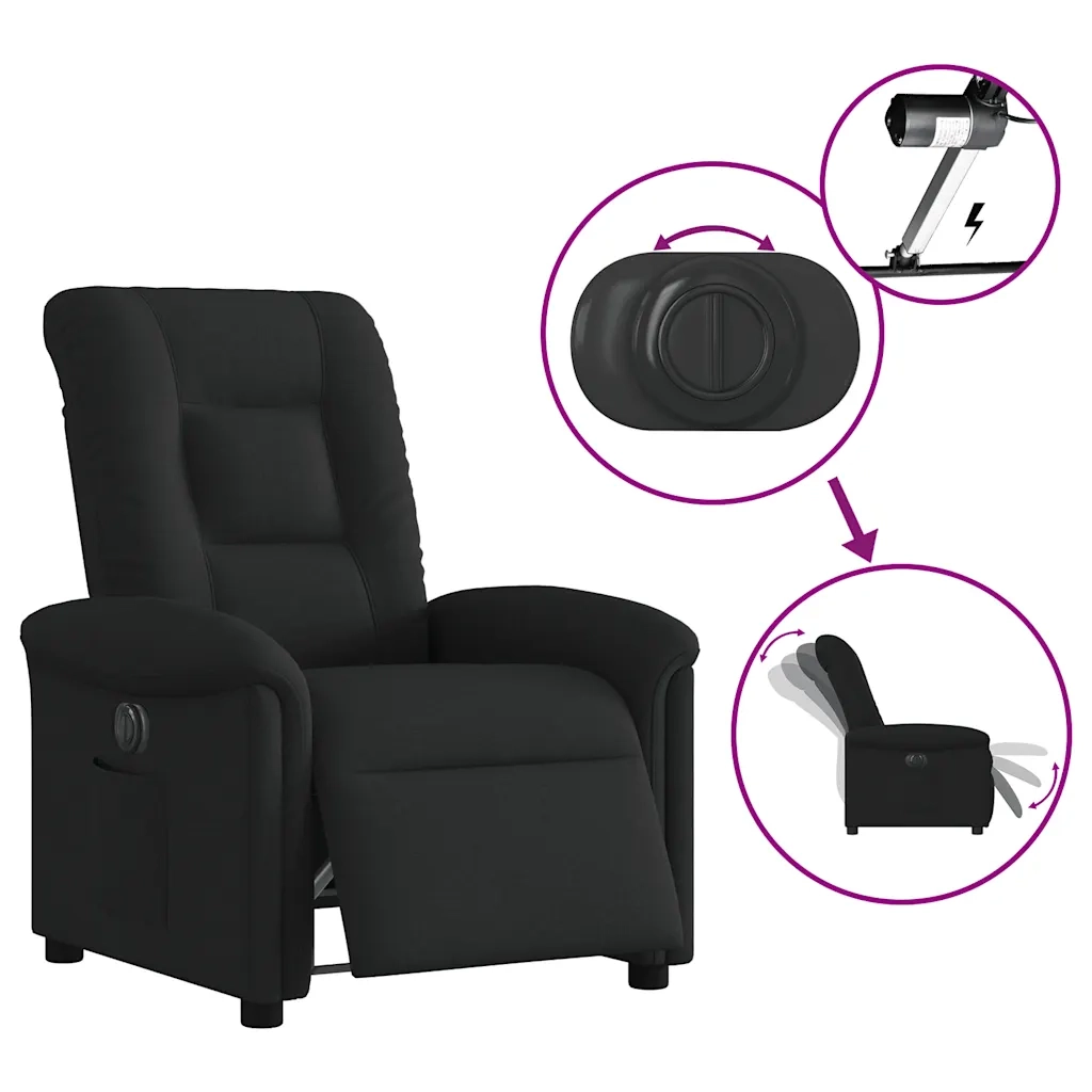 Poltrona Elettrica Reclinabile Nera in Tessuto 3303236