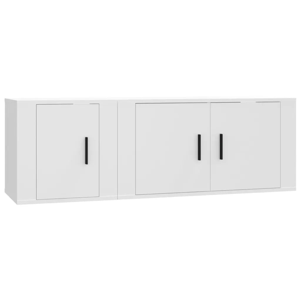 Set di Mobili Porta TV 2 pz-Set di 2 Credenza per TV Bianco in Legno Multistrato 766760