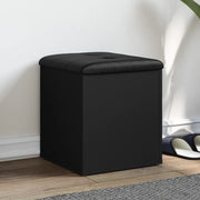 Panca Portaoggetti-Sgabello-Panca con Contenitore Nera 42x42x45 cm in Legno Multistrato