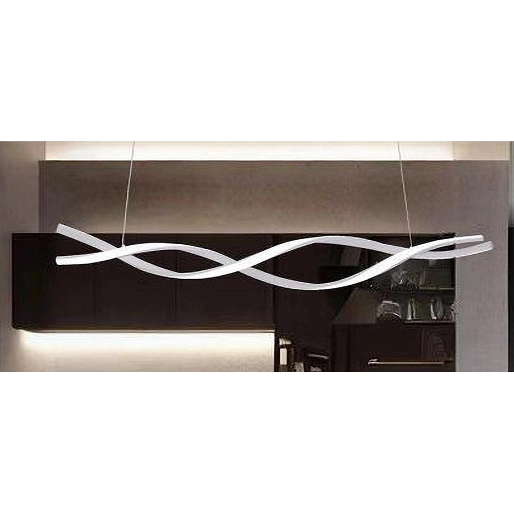 Trade Shop - Lampadario A Sospensione Luce 3000k-6500k Led 48w Bianco Spirale Vortice Orizzontale 01134 -
