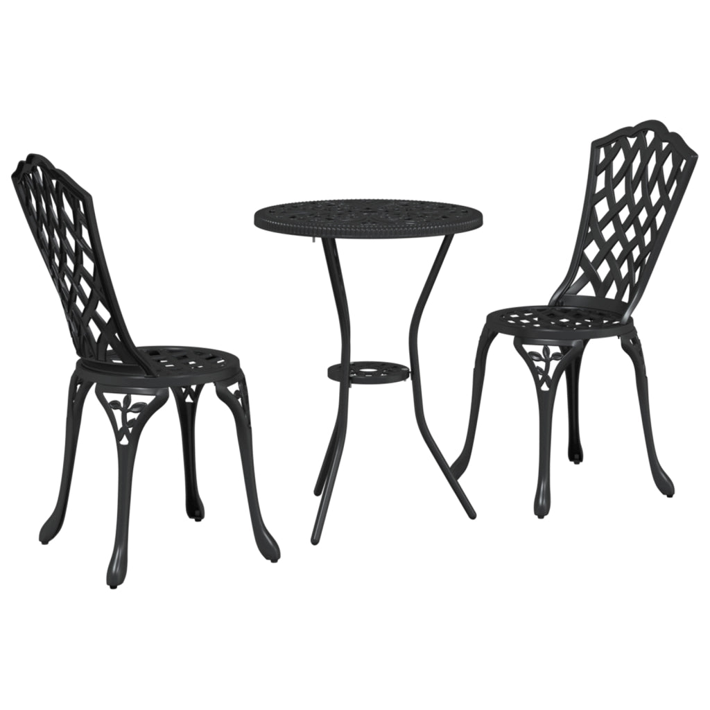 Set Bistro Giardino 3 Pezzi in Alluminio Nero