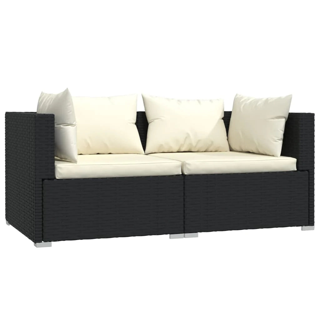 Set di mobili da giardino mobili da esterno set da 3 pezzi con cuscini resina intrecciata nera 02_0015984