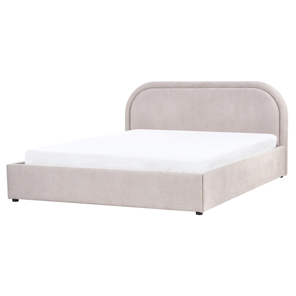 Letto matrimoniale EU tortora Tessuto di ciniglia 160 x 200 cm Struttura imbottita con contenitore