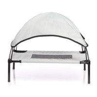 Brandina per cani e gatti con tettoia grigia, cuccia per cani max 25kg, lettino da esterno per animali con tettuccio parasole, 76x60x16cm