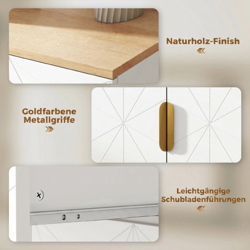 Sideboard moderno bianco con cassetto e ripiani regolabili 82x60x32 cm