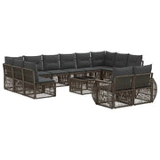 Set Divano da Giardino 13 pcs Grigio e Grigio Scuro polyrattan