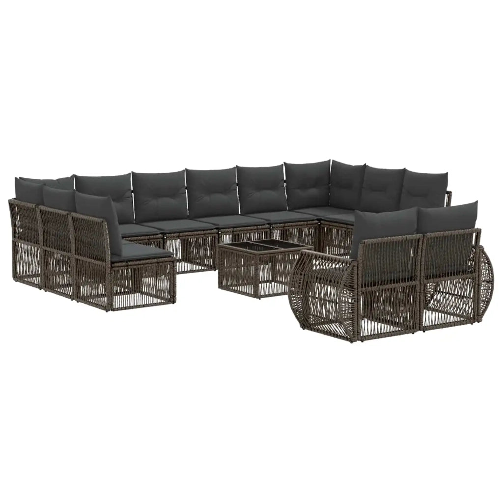 Set Divano da Giardino 13 pcs Grigio e Grigio Scuro polyrattan