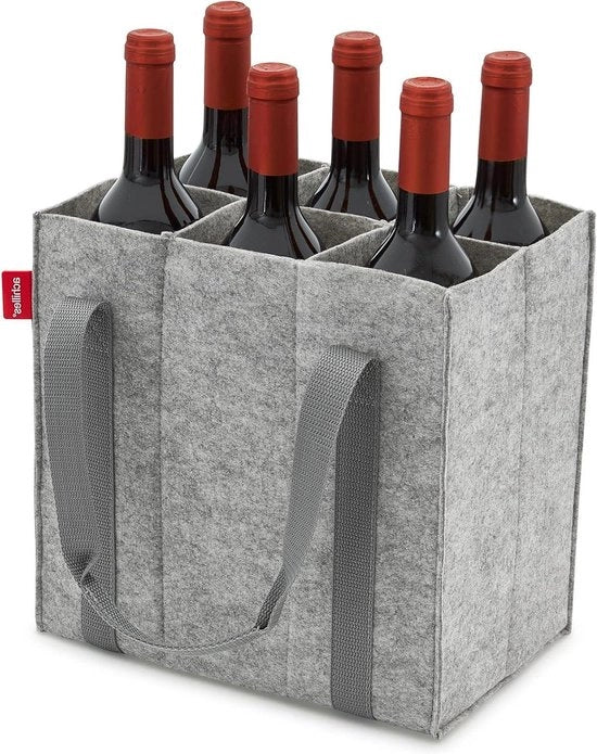 Carrello per bottiglie in velluto con 6 celle - per bottiglie da 15 litri - 100% riciclato - 27cm x 18cm x 27cm