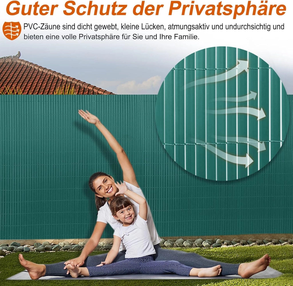 Recinzione frangivista in PVC per la privacy del balcone, con fascette, protezione da sguardi indiscreti e dal vento, impermeabile, senza fori, per giardino e terrazza, 200 x 500 cm, verde