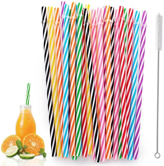 Riciclabili 24 pezzi - Set di spazzole a steli di plastica - Spazzole a steli - Steli di plastica colorate - Sostenibili - Ecocompatibili - Rietti per bere