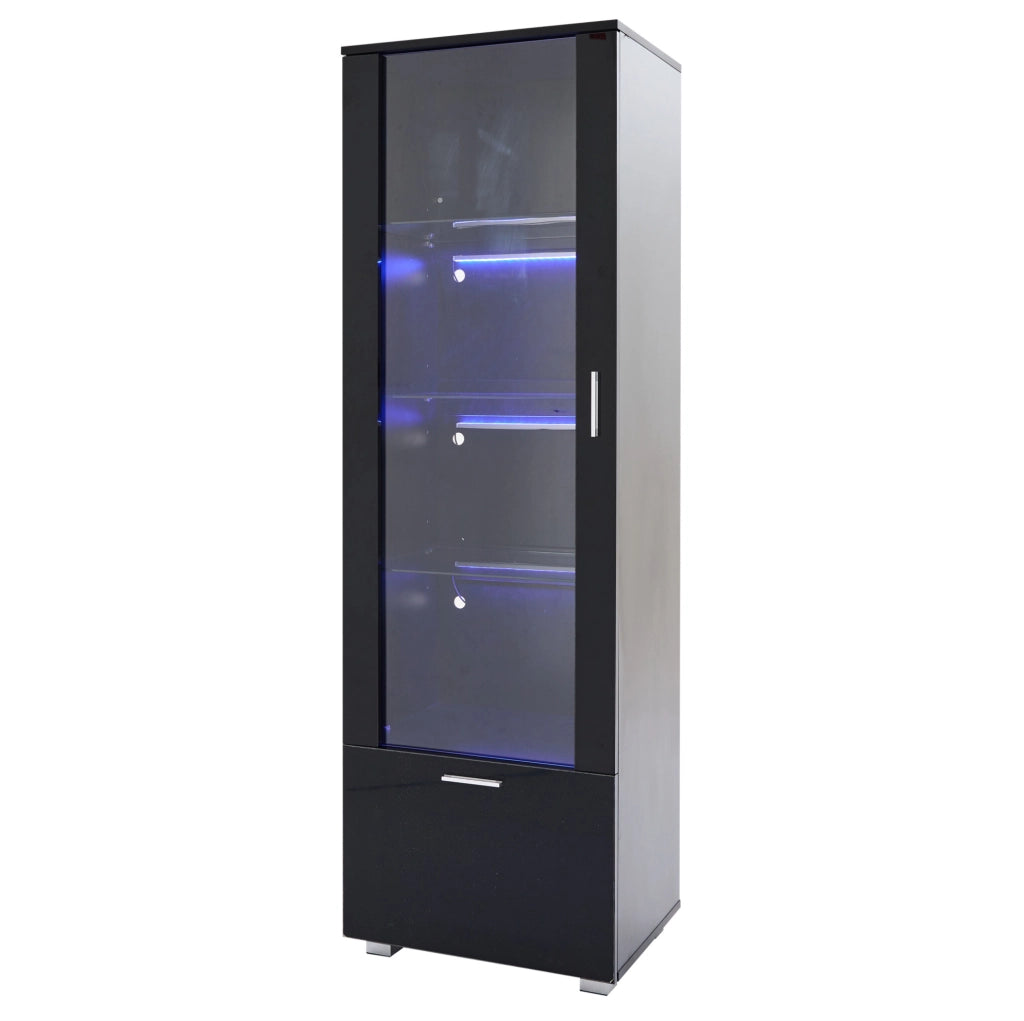 Vetrina 40x50x160 cm nera in acrilico con LED e 3 ripiani